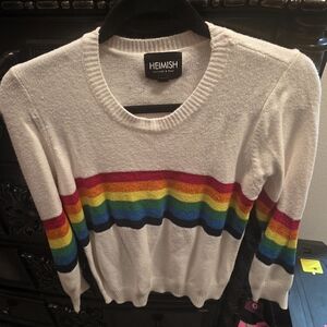 HEIMISH USA Rainbow Stripe Crew Neck Sweater